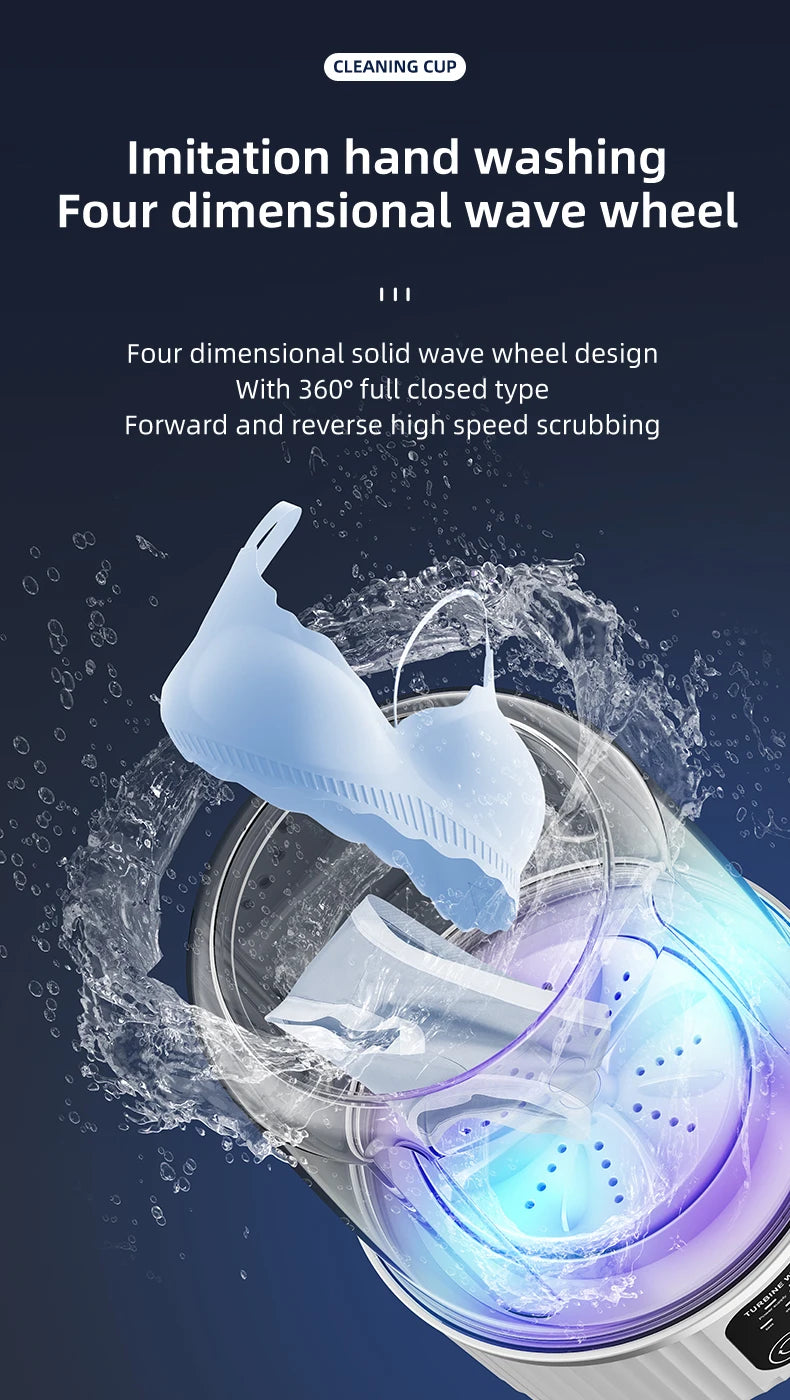 Mini Portable Wireless Washing Machine for Cup Underwear Socks Household Travel Underwear Special Charging Washing Machine