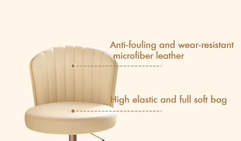 Leather Chair Rotatable Shell Seat Adjustable Rotary Stool for Home Makeup Wear-Resistant Chair for Studios,Wheel-slip Back Chai