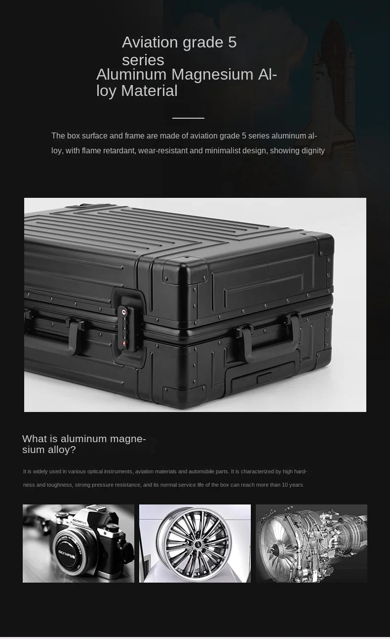 20/24/26/28 Inch Aluminum Suitcase Alloy Trolley Case 30 inch Large Capacity Rolling Luggage Travel Suitcase with Wheels