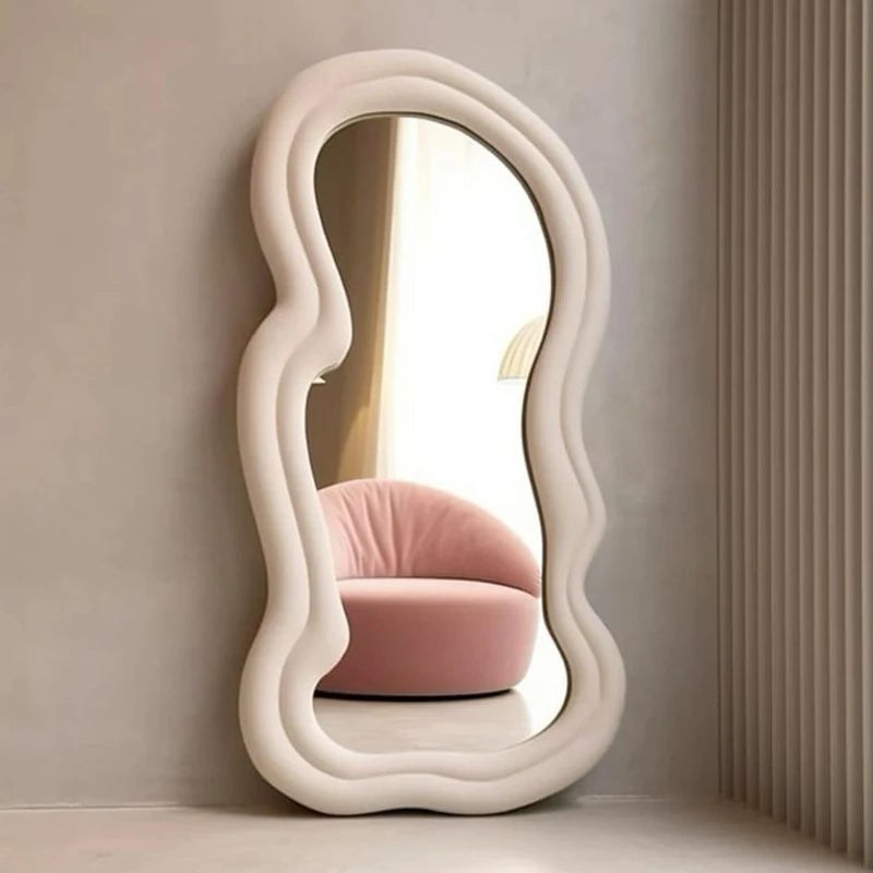 Modern Ornament Mirror Aesthetic Irregular Women Kawaii Design Mirror Standing Dorm Espejos Decorativos Home Accessories