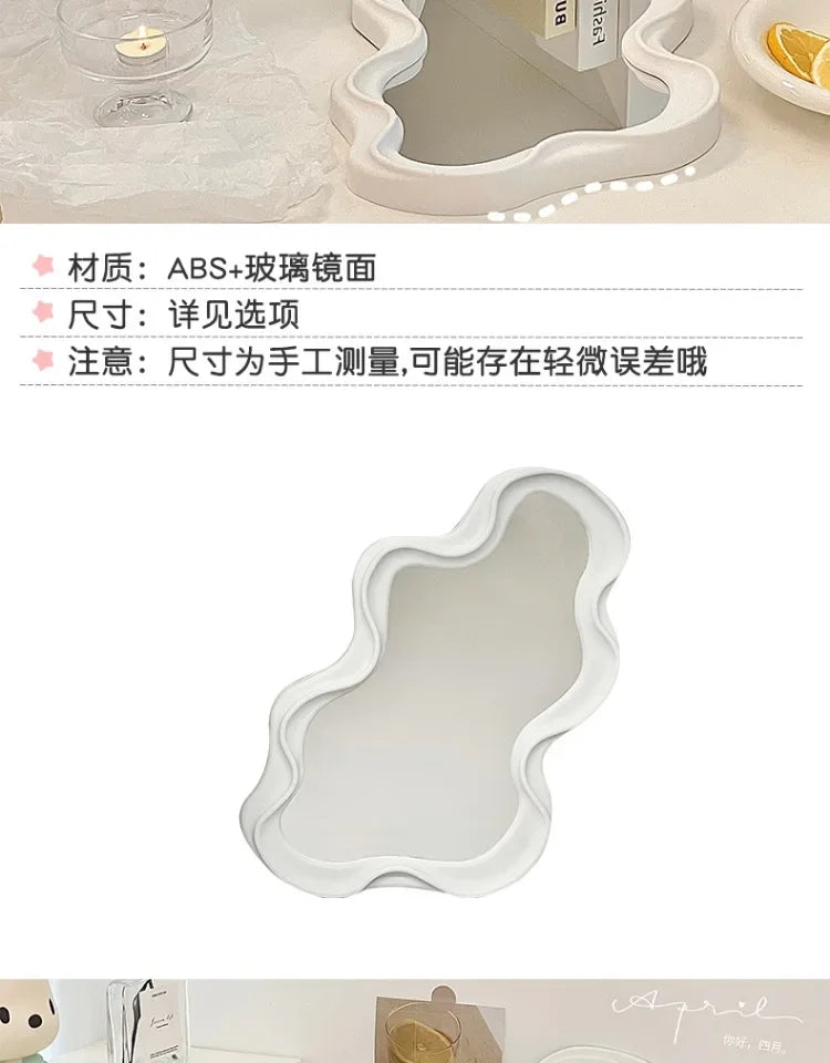 Wavy Wall Mirror Items Girls Small Floor Funky Cloud White Cute Mirror Men Nordic Korean Plastic Espelhos Home Decorations Cheap