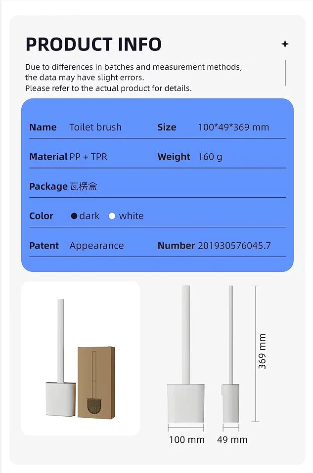 1PC Black Wall Mounted Toilet Brush Silicone Flat Brush Head Toilet Brush Cleaner Brush Set Toilet Cleaning Brush Bathroom