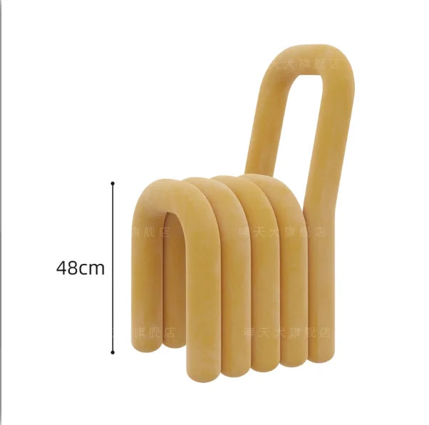 Nordic Style Creative Curved Chair, Plush Upholstered Kids/Accent Living Room Furniture