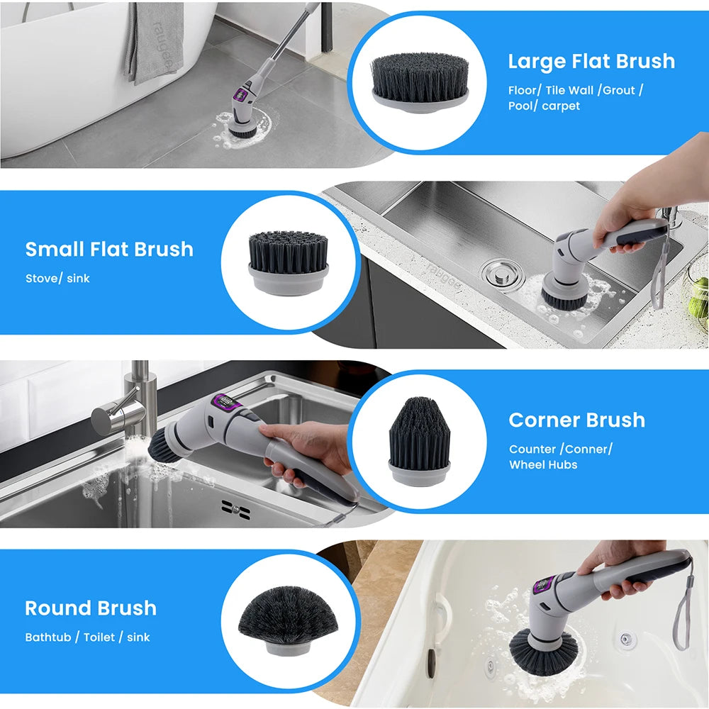 Electric Bathroom Cleaning Brush 10 in 1 Multifunctional Household Wireless Electric Spin Scrubber Cleaning for Kitchen Toilet