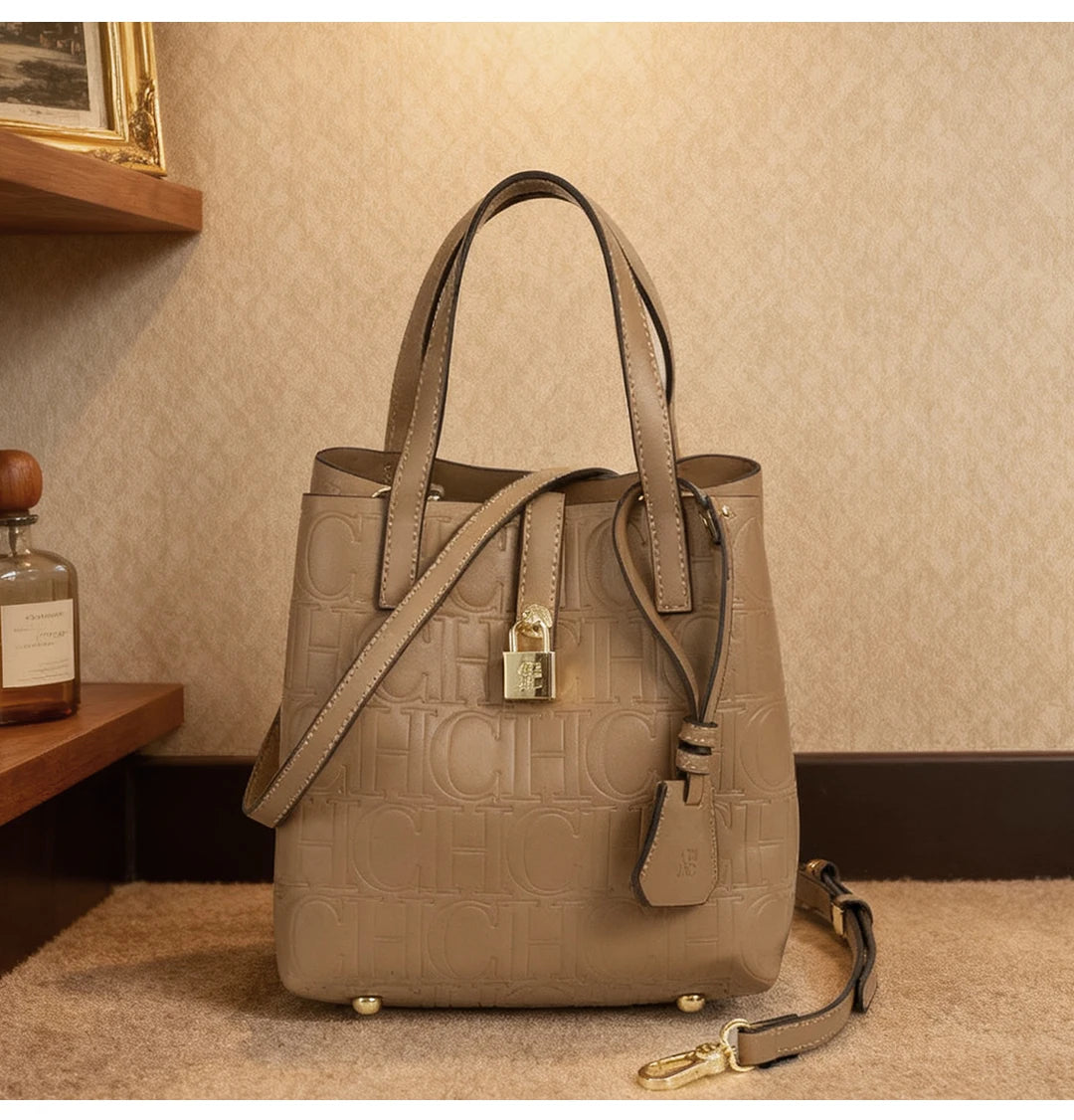 Embossed Ladies Crossbody Bag Letter Printing Design Ladies Handbag Large Capacity Tote Bag Elegant Temperament Ladies Should