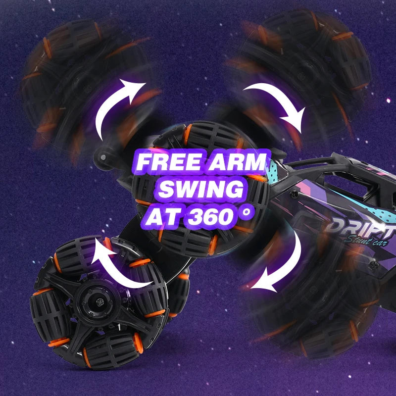 Children's Alloy Remote Control Car Morphing Six-Wheeled RC Off-Road Climbing Stunt Four-Wheel Drive Spray Drift Racing Car Toys