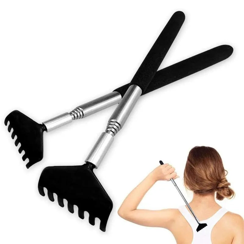 Telescopic Back Scratcher Scratching Backscratcher Massager Metal Stainless Steel Tool with Carrying Bag