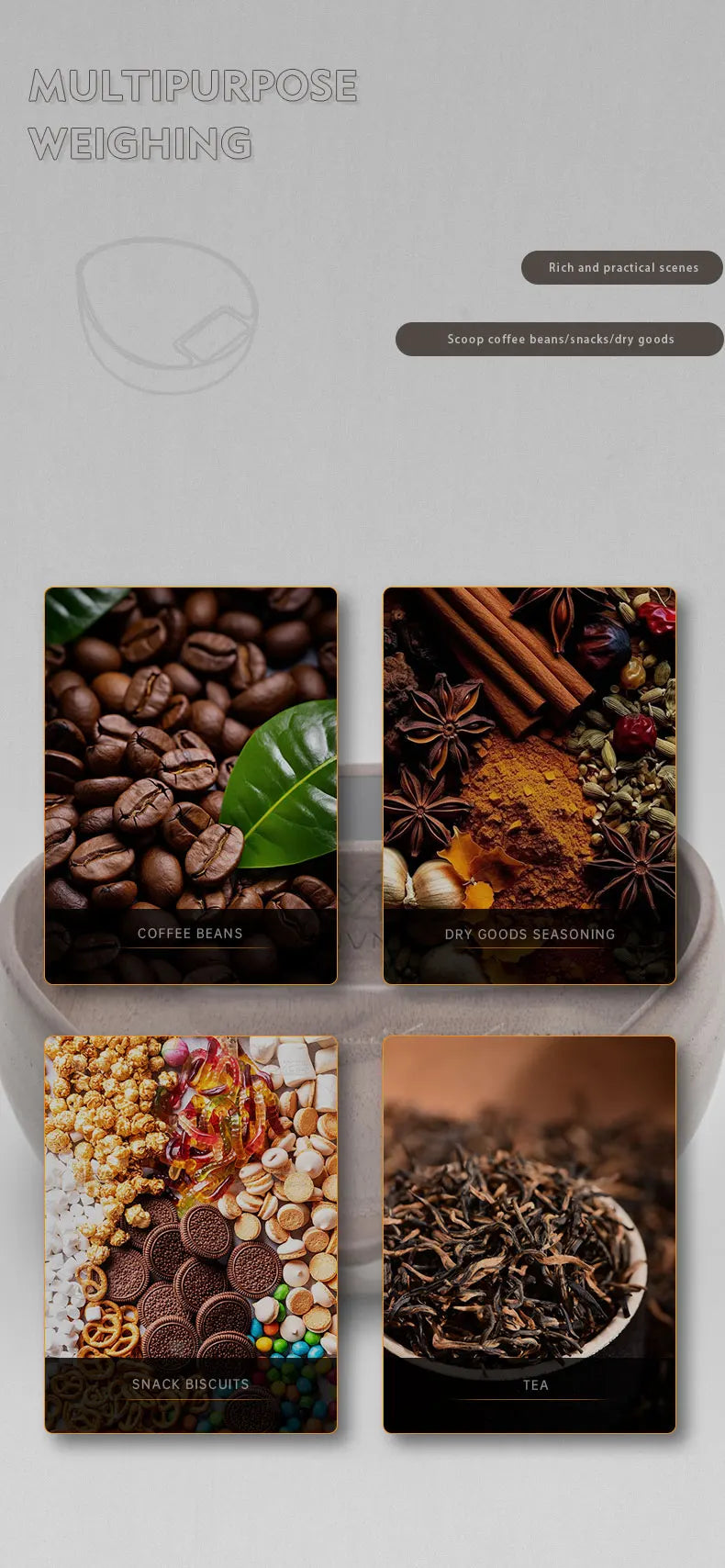 MUVNA Coffee Bean Weigher, espresso weighing display tray, Walnut hand brewing electronic scale / accurate to 0.1g Professional