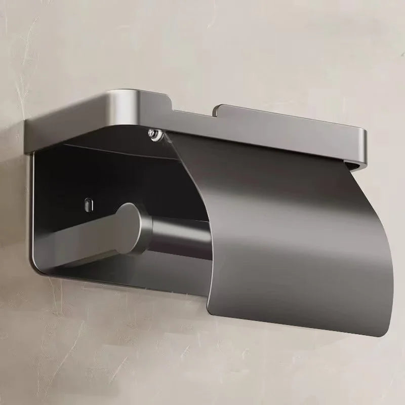 No Drill Toilet Paper Holder Wall-Mounted Aluminum Alloy Toilet Paper Holder Tissue Rack Tissue Holder Bathroom Accessories