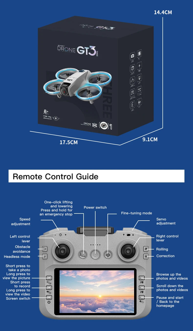 2025 GT3 MAX 8K HD Drone Screen Control Professional Aerial Avoiding Obstacle Remote Control Brushless Quadcopter Mini UAV