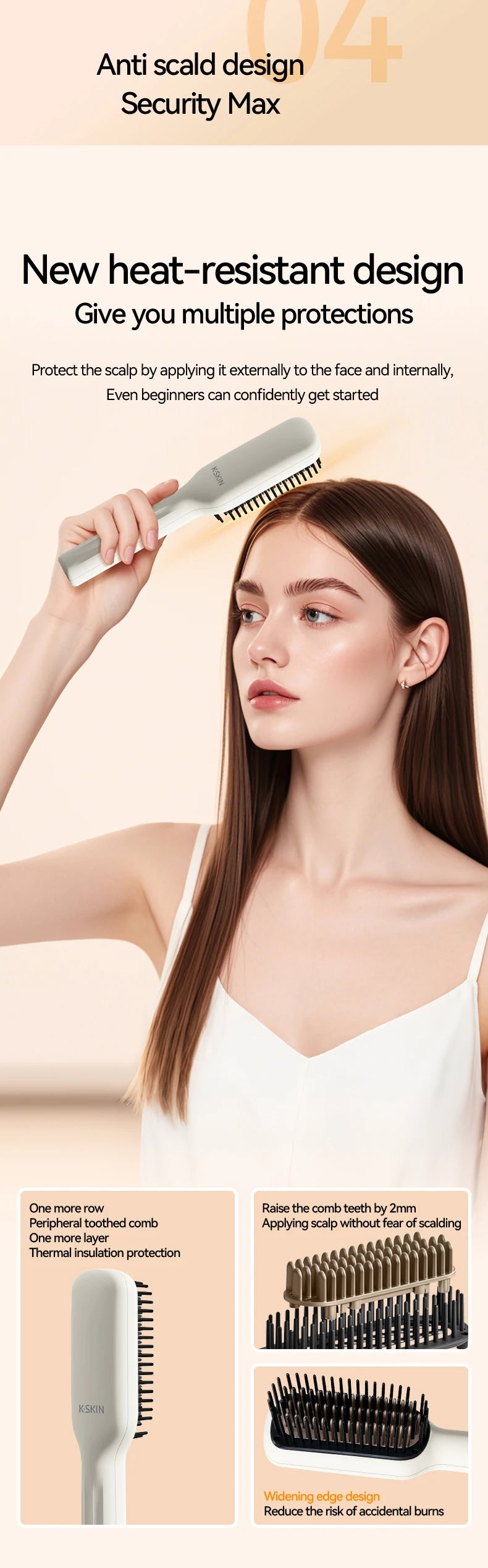 KSKIN Top Hot Sale Hair Straightener 2 in 1 Mini Brush Multifunctional Professional Hair Flat Iron Hair Comb