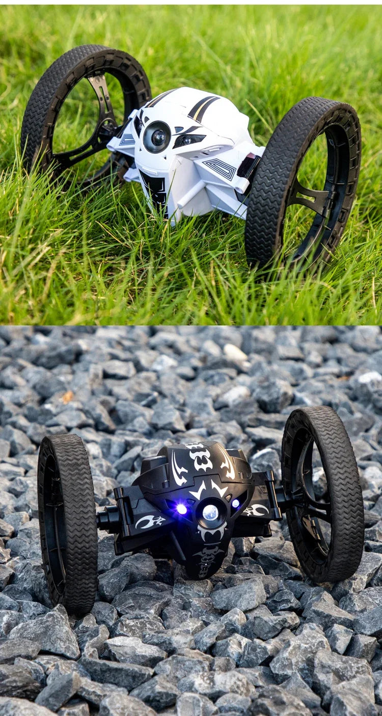 RC Stunt Car With Wifi Hd Camera Bounce Car Flexible Wheels Rotation Led Light Remote Control Jumping Vehicle Toy Gift Q207