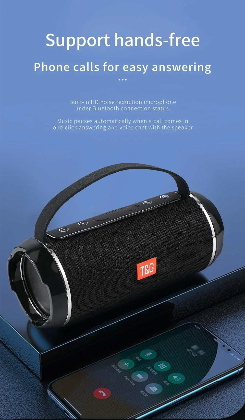 T&G TG116C Bluetooth Speakers Wireless Powerful Portable Speakers Box Outdoor Speaker Subwoofer Music Center Boom Box With Radio