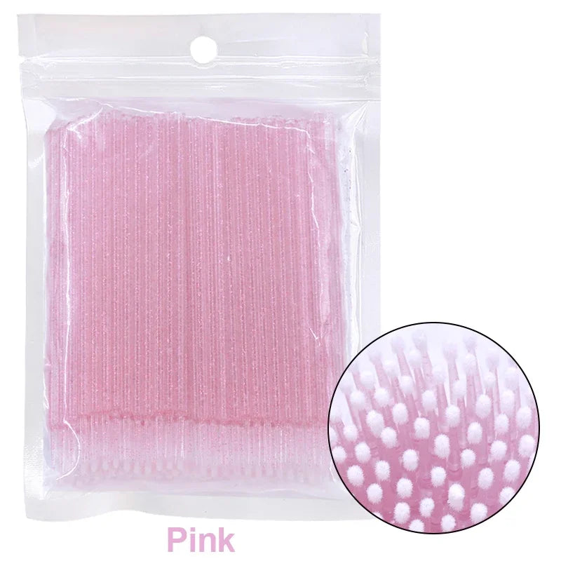 100Pcs Eyelash Cleaning Brush Lash Extension Micro Cotton Swab Individual Eyelashes Microbrush Beauty Makeup Clean Remover Tools