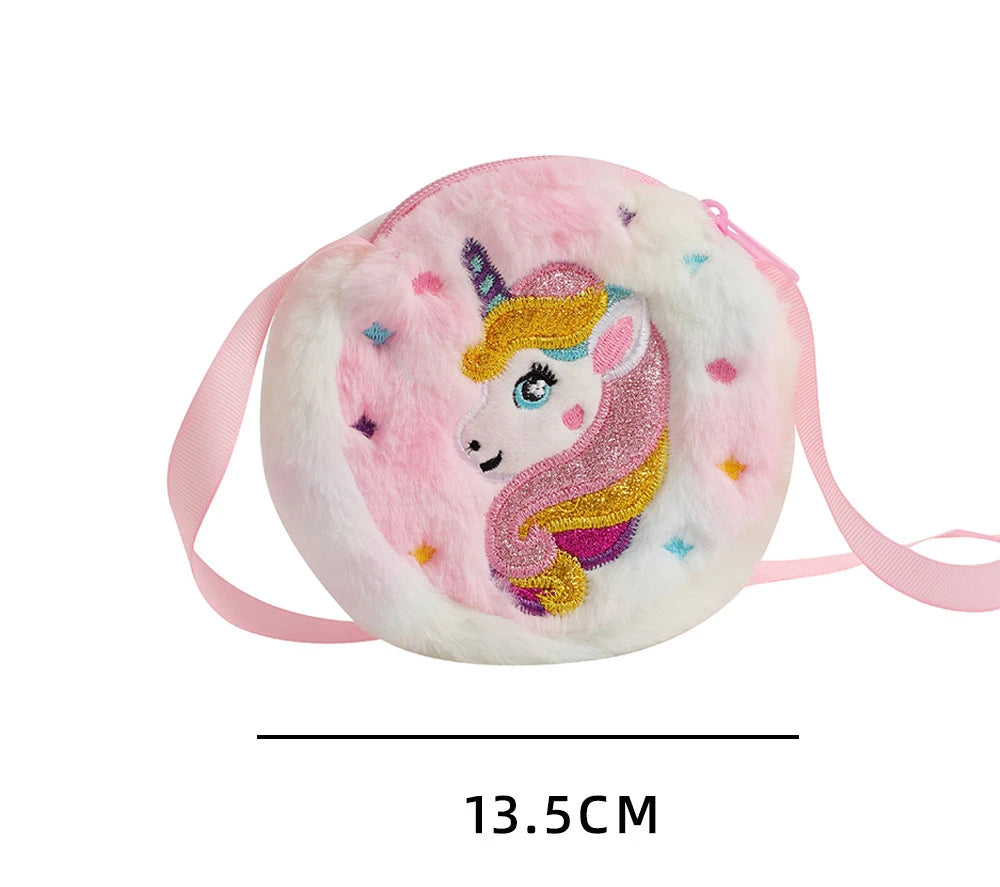 Small Cartoon Unicorn Coin Bag for Toddler Cute Animal Unicorn Eraser Pencil Hair Clip Shoulder Bag Portable Travel Storage Bag
