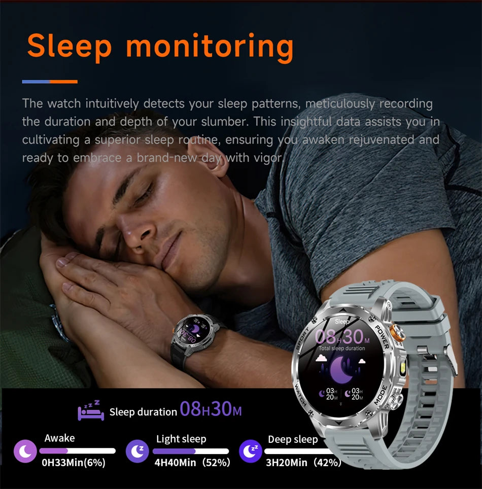 LIGE 2025 New For HUAWEI Xiaomi 1000mah AMOLED Smart Watch Men Sports Fitness LED Flashlight 3ATM Waterproof BT Call Smartwatch