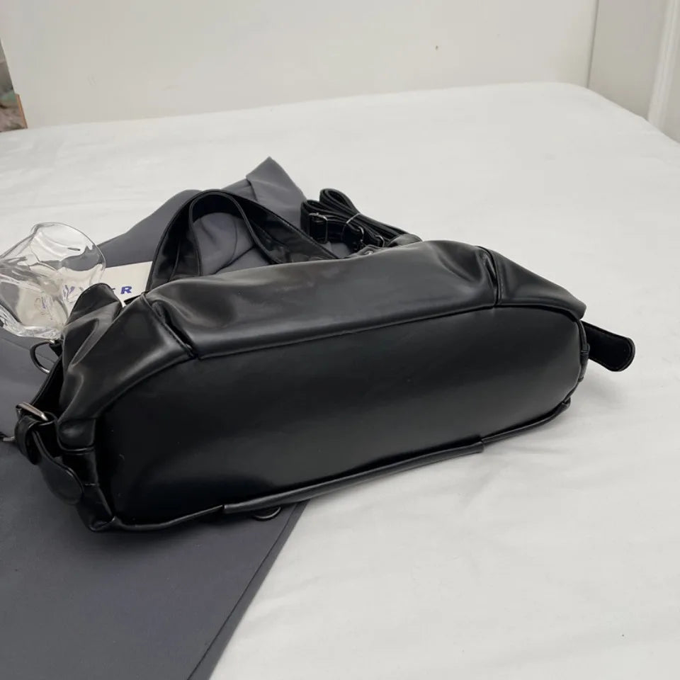 Retro Brand Roomy Shoulder Bag Female Luxury Solid Color Classic Crossbody Bag Large Capacity Style Soft PU Leather Tote Bag