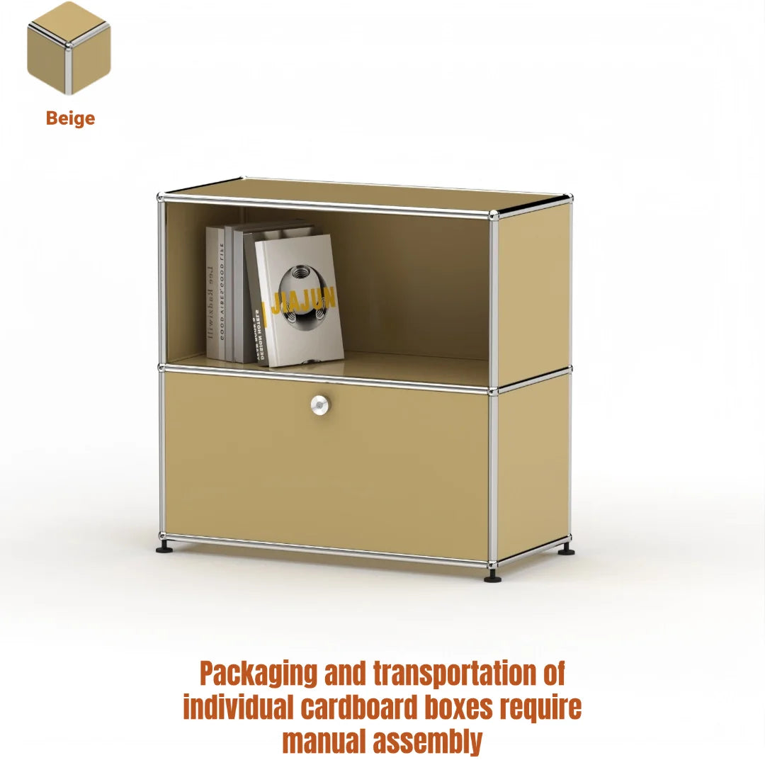 Modern Steel Flip Door Cabinet｜2-Tier Modular Storage Unit｜Custom Color Metal Organizer for Entryway, Living Room or Office