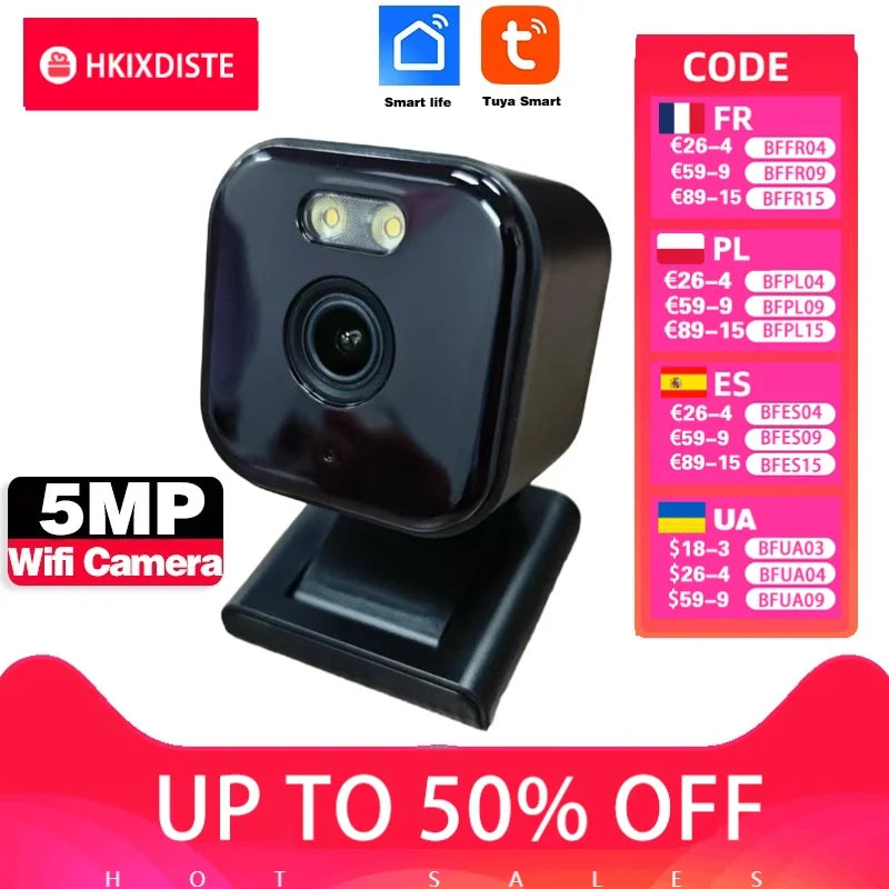 5MP Tuya Magnetic Camera Wireless Mini Color Night Vision Wifi Baby Monitor Cam Outdoor Wateproof CCTV Video Surveillance Camera