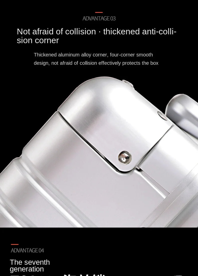 High Quality Senior Travel Luggage 100% Aluminum-magnesium Alloy Material  20/24/26/28 Size Spinner Brand Travel Suitcase