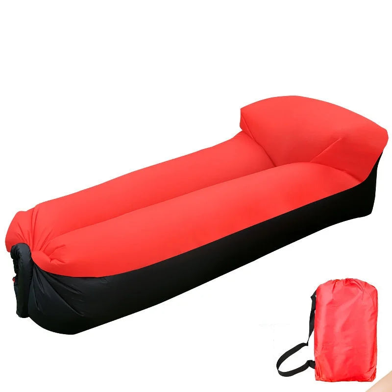 Outdoor Lazy Non Inflatable Sofa Folding Portable Air Cushion Bed Picnic Camping Yellow White Air Bed