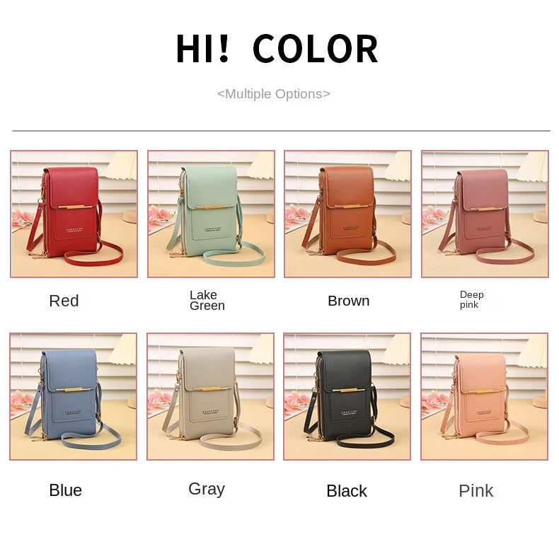 Crazy Bag Fashion Touch Screen Lock Cell Phone Bag Women's Mobile Phone Card Holder Crossbody Shoulder Bag