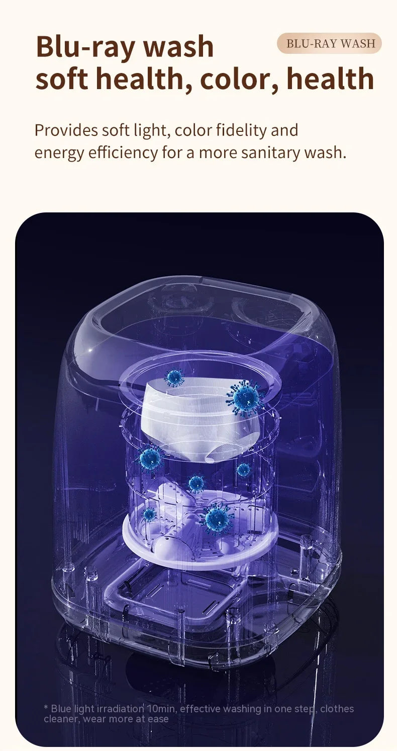 Mini Fully Automatic Portable Washing Machine with Spin Dryer 220V for Underwear Children Clothes