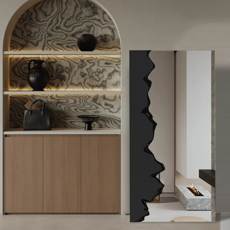 Wall hanging water ripple household villa model room floor mirror full-length mirror visual decoration