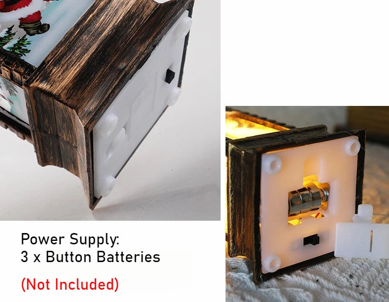 2025 Christmas LED Night Light Lantern Lamp Table Ornament Santa Claus Snowman Vintage Light Table for Home Xmas Navidad Gifts