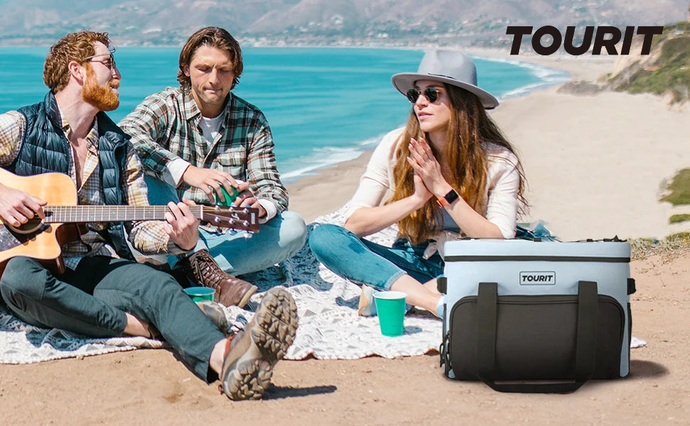 TOURIT Thermal Cooler for Drinks 14.6L 24L 32L Foldable Insulated Cooler Bag Leakproof Car Refrigerator Bag Food Delivery Bag