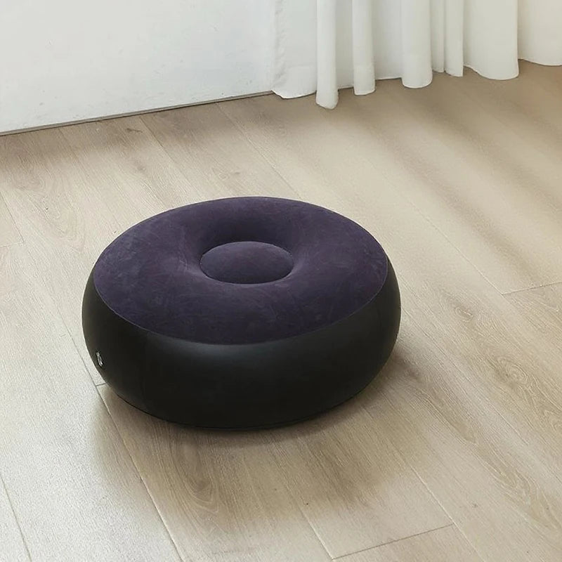 Lazy Inflatable Lounge Chair Pvc Flocking Sofa with Foot Stool Folding Portable Outdoor Camping Air Couch Sofa