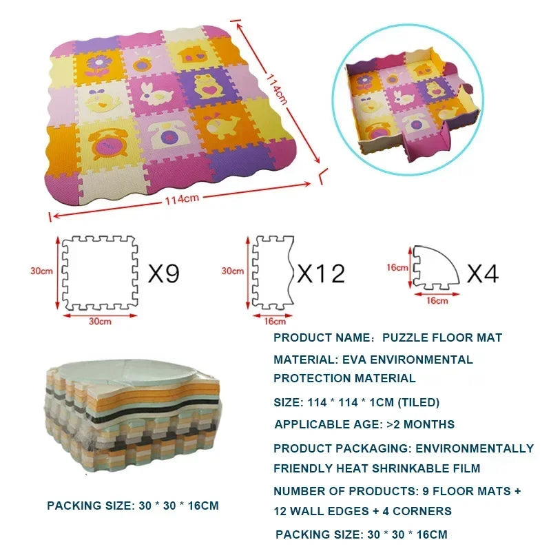 EVA Foam Play Mat with Fence Baby Puzzle Jigsaw Floor Mats Thick Carpet Pad for Kids Educational Toys Activity Pad Playmat