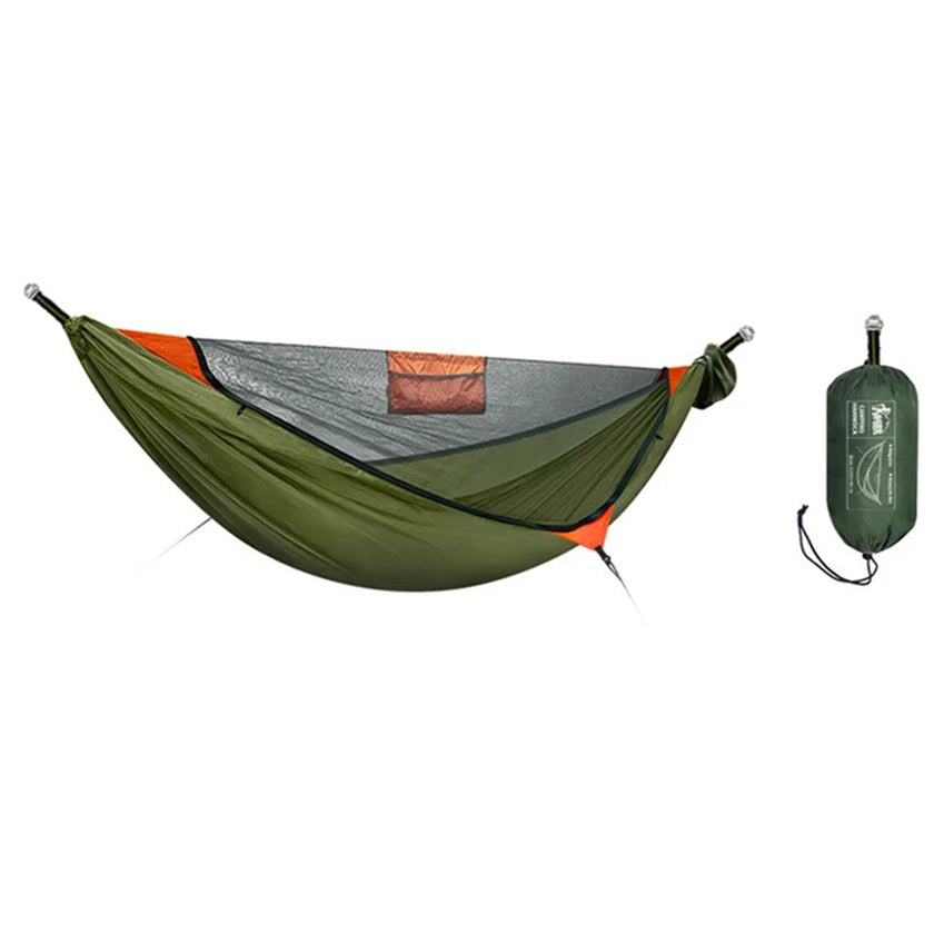 Portable Outdoor Garden Quick Open Anti-Rollover Mosquito Net Hammock Travel Camping Sleeping Hanging Hammock Swing Nature Hike
