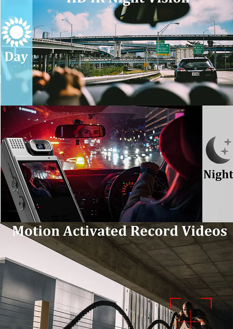 JOZUZE 1.3inch Screen 1080P Sports HD Mini Camera Portable Digital Video Recorder BodyCam Infrared Night Vision Police Camcorder