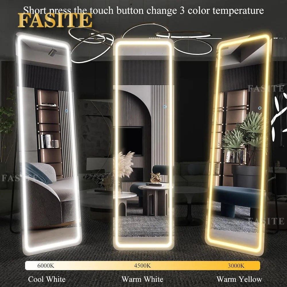 Large Full Body Mirror With Led Light Wall Mounted Hanging Mirror With Lights-Makeup Vanity Mirror Mirrors Length Floor Standing