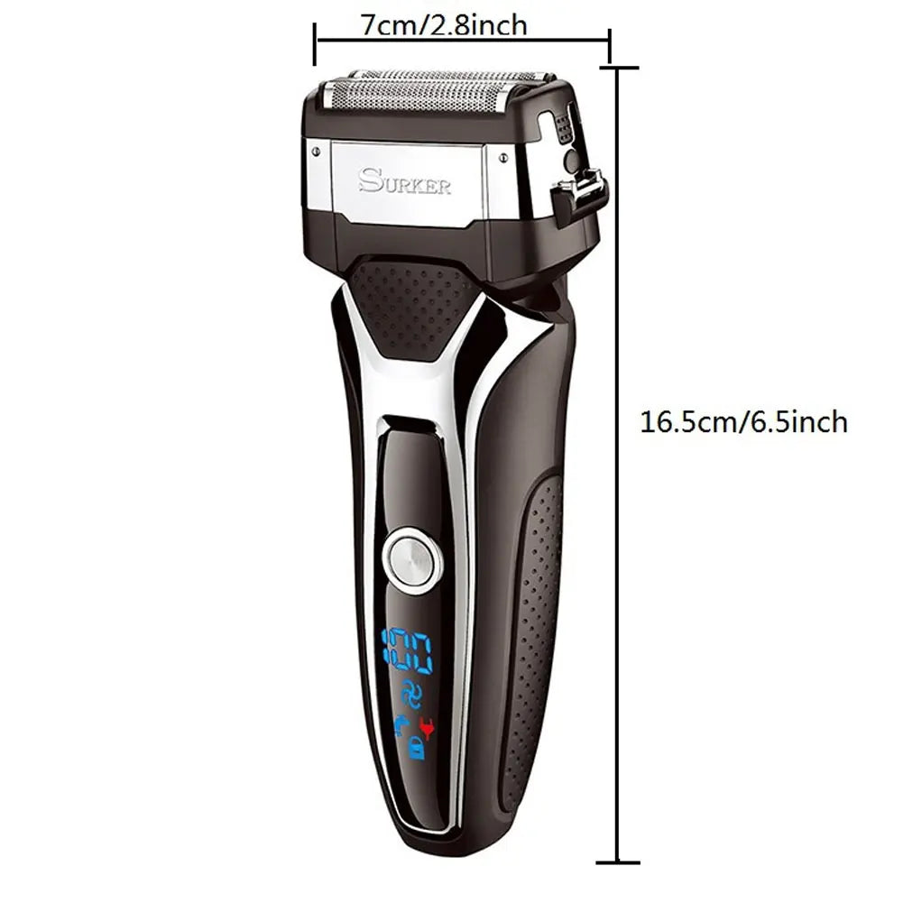 Surker Electric Shaver for Men Rechargeable Intelligent Reciprocating Type Razor Washable Digital LCD Display Shaving Machine