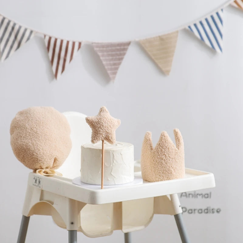 Baby Teddy Velvet Balloon Crown Hat Headwear Star Fairy Stick Happy Birthday Party Decoration Newborn Photography Accessories