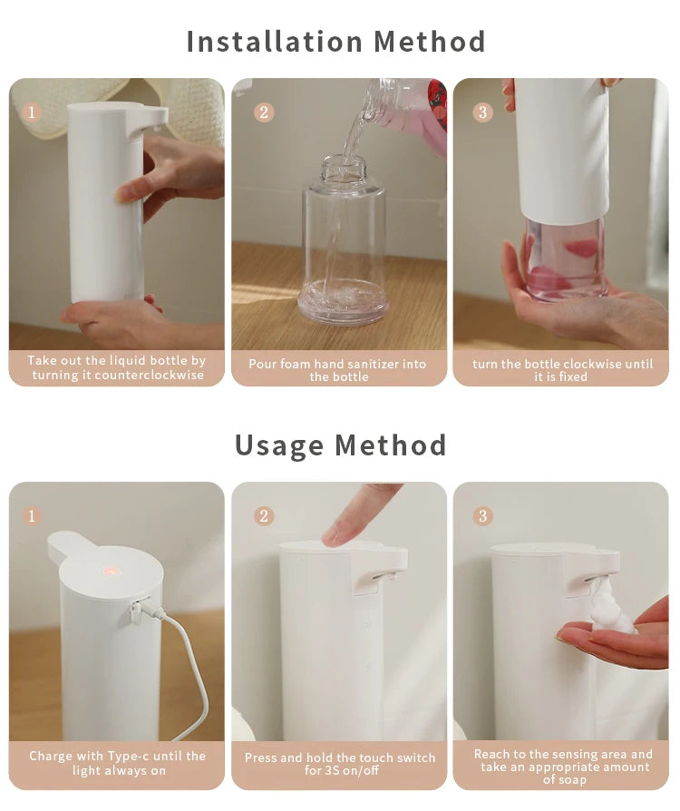 Stainless Automatic Soap Dispensers Rechargeable Touchless Sensor Smart Washing Hand Machine Liquid Hand Sanitizer Pump Foaming