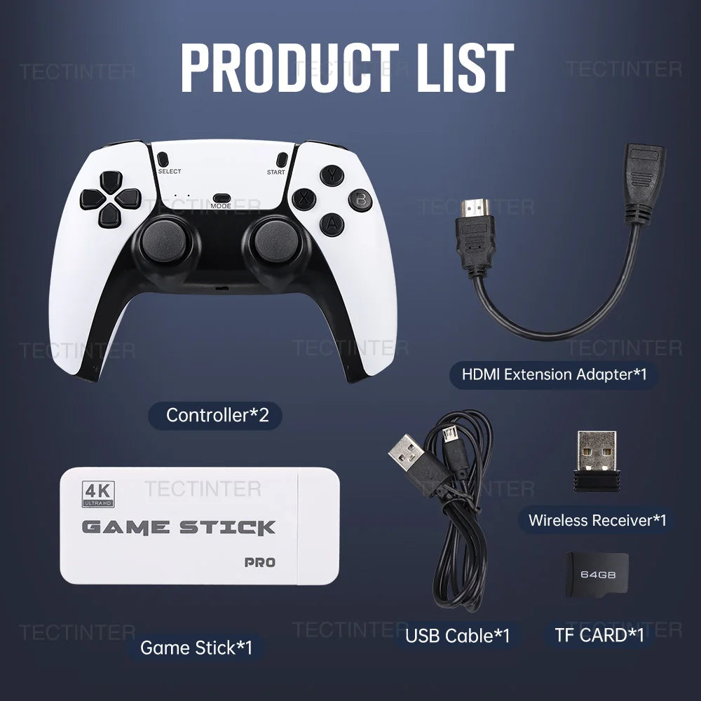 M15 4K Game Stick TV Video Game Console 64G Built-in 20000 Games Retro Handheld Game Player With Wireless Gamepad Controller