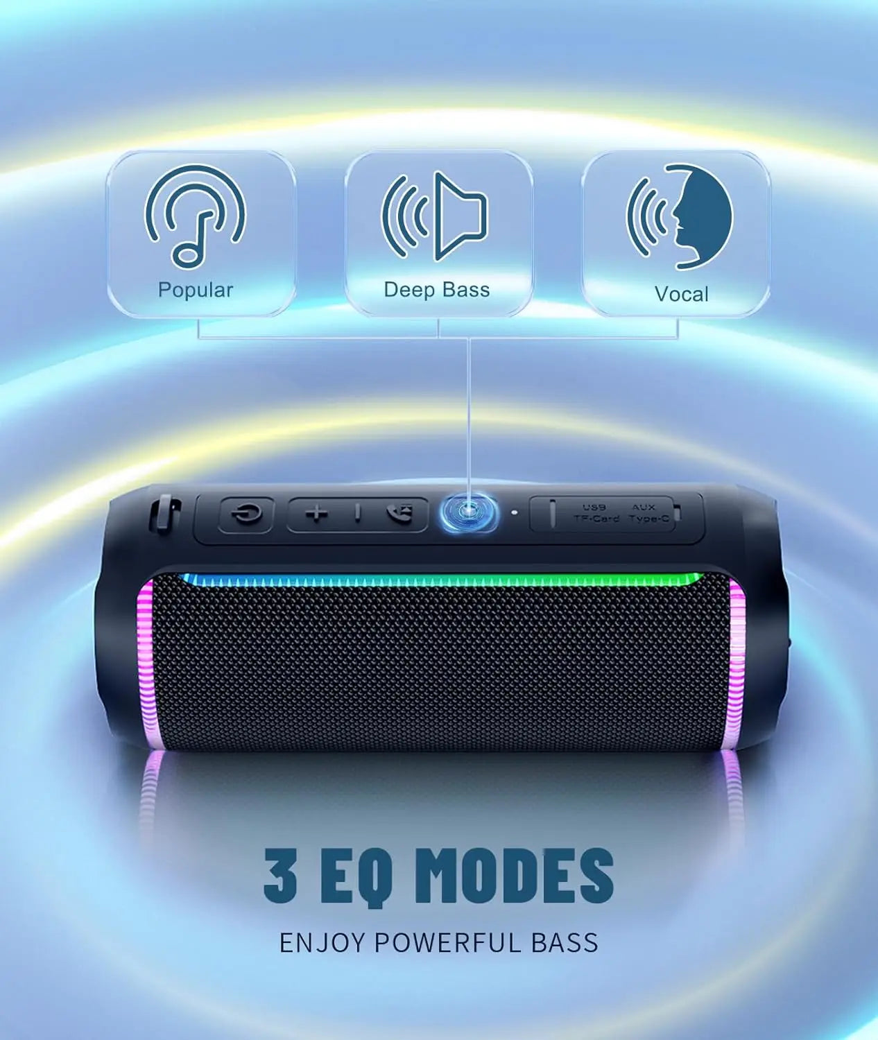 Ortizan X30 Portable Bluetooth Speaker Bluetooth 5.3 Wireless Speaker with 40W HD Loud Stereo Sound and RGB Colorful Lights AUX