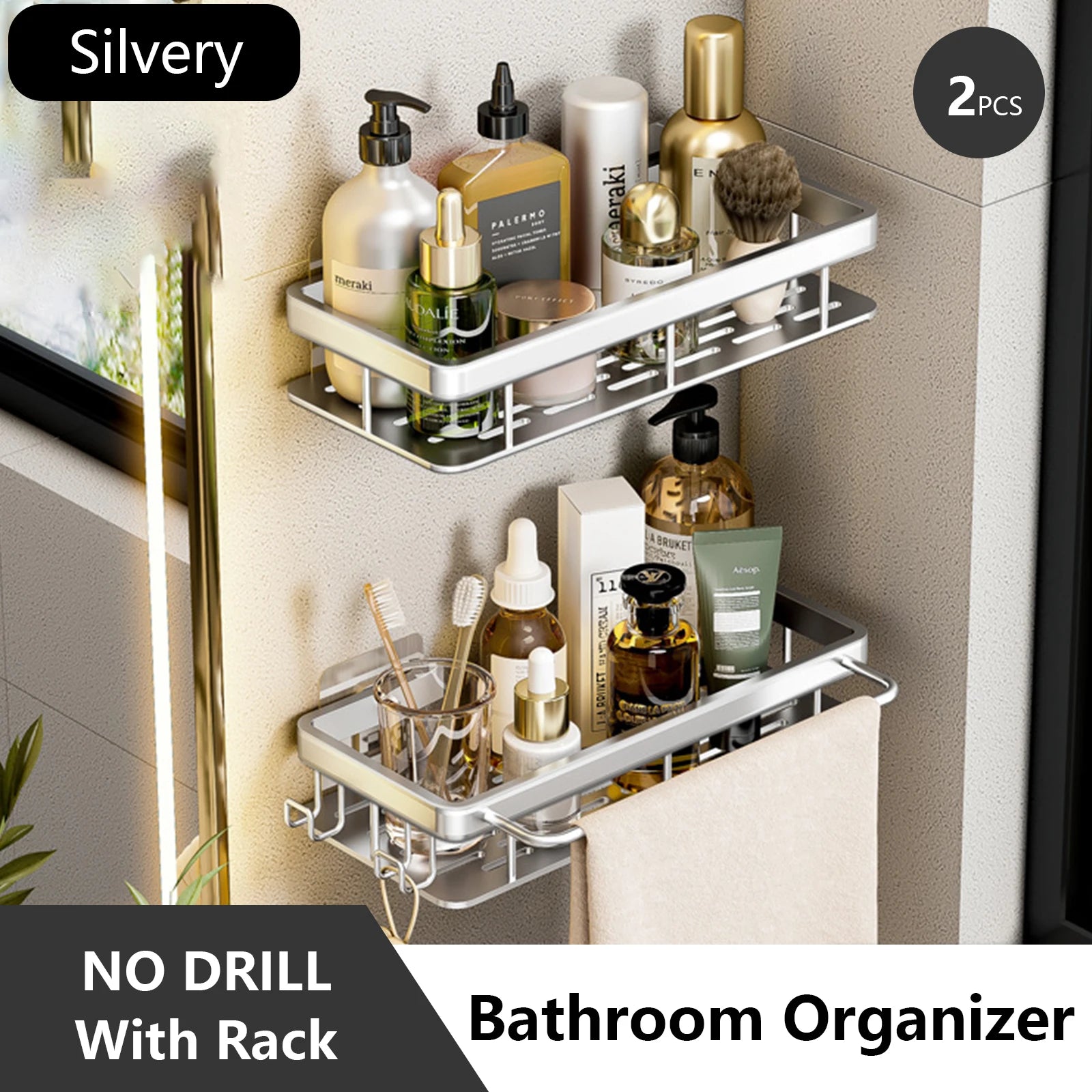 Bathroom Storage Rack Stainless Steel Anti Rust Storage Shower Rack Suction Cup Storage Rack Household Storage Appliances