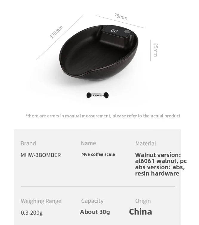 MHW-3BOMBER MVE Coffee Electronic Scale Weighing Bean Display Plate Hand Brewed Bean Dish Spray Bottle Set