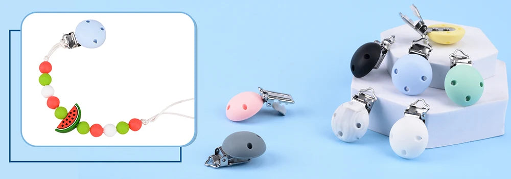 Lofca Silicone Clip 5 PCS Baby Pacifiers for DIY Pacifier Chain Nursing Teething Baby Gifts Food Grade Free BPA Baby