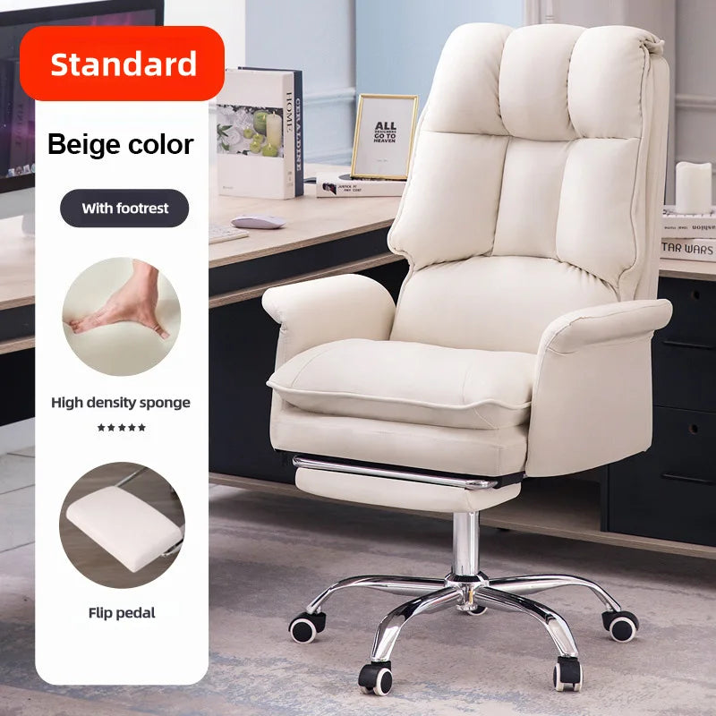 Boss Computer Chair Home Office Computer Sofa High Backrest PU Leather Ergonomic Reclining Swivel Seat for Home Study Backrest