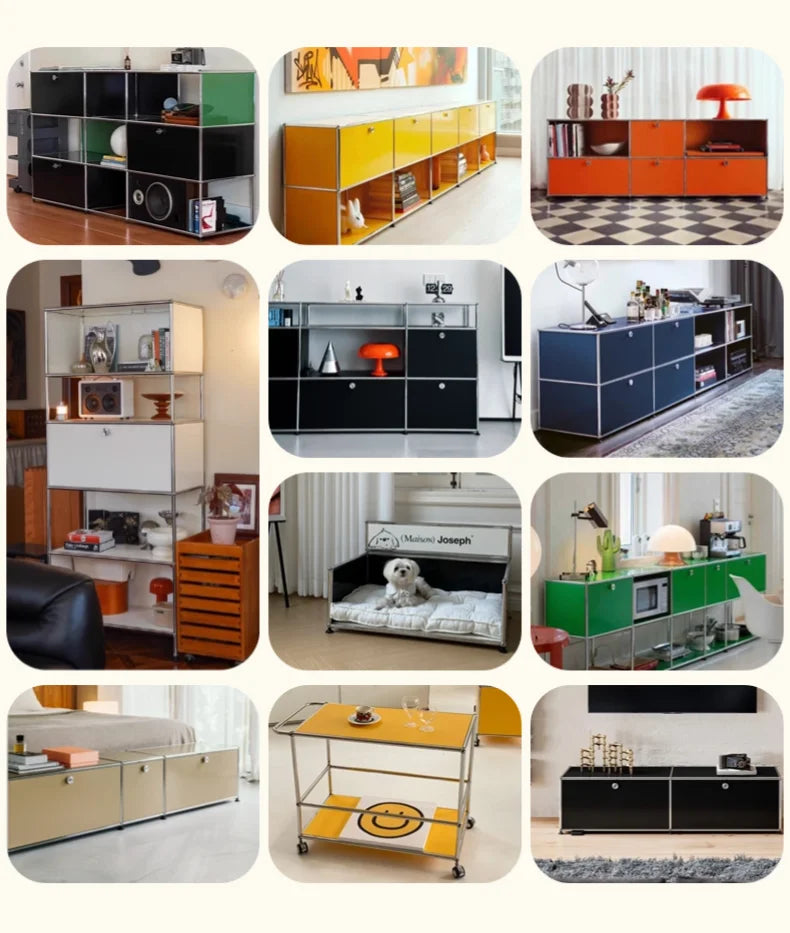 Modern Steel Flip Door Cabinet｜2-Tier Modular Storage Unit｜Custom Color Metal Organizer for Entryway, Living Room or Office