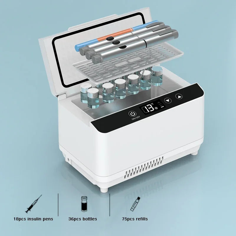 Double Layer Large Capacity Insulin Cooling Box With Carrying Bag Rechargeable LED Touch Insulin Medicine Refrigeration for Car