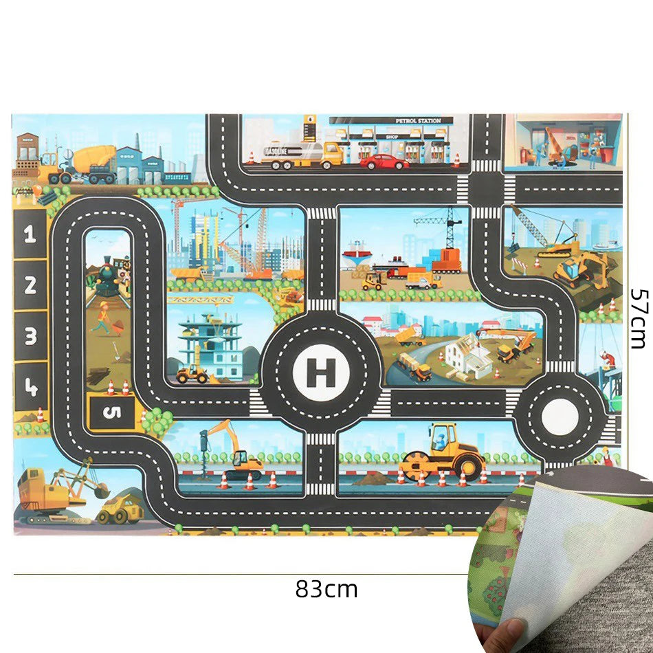 130*100cm Baby Crawling Mat for Children Cartoons Traffic Rug Indoor Toys City Road Carpet Kids Game Little Girl and Boy Playmat