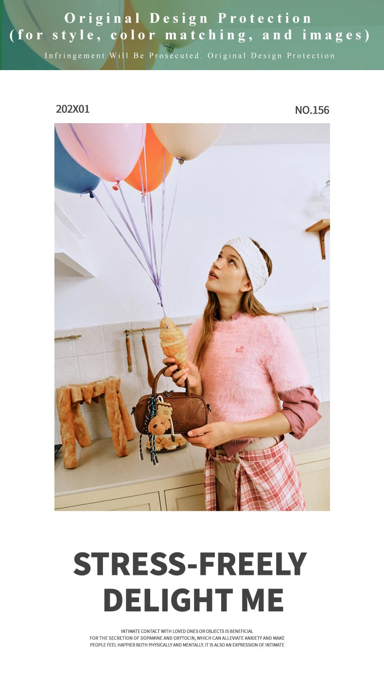 TOUTOU Women Boston Bowling Bag Charm Original Designer Brand White Handbag Adjustable Shoulder Strap Teacher Christmas Gift