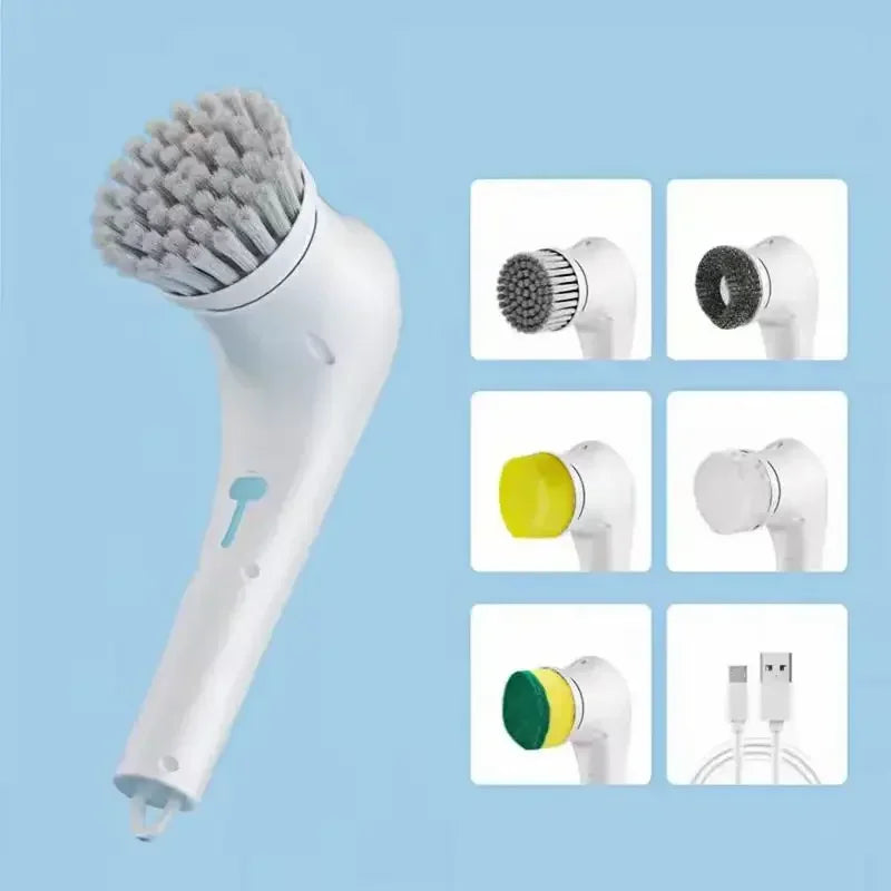 5 in 1 Multi-function Kitchen Home Bathroom Cleaning Tool Automatic Cordless Electric Cleaning Brush Rechargeable Brush