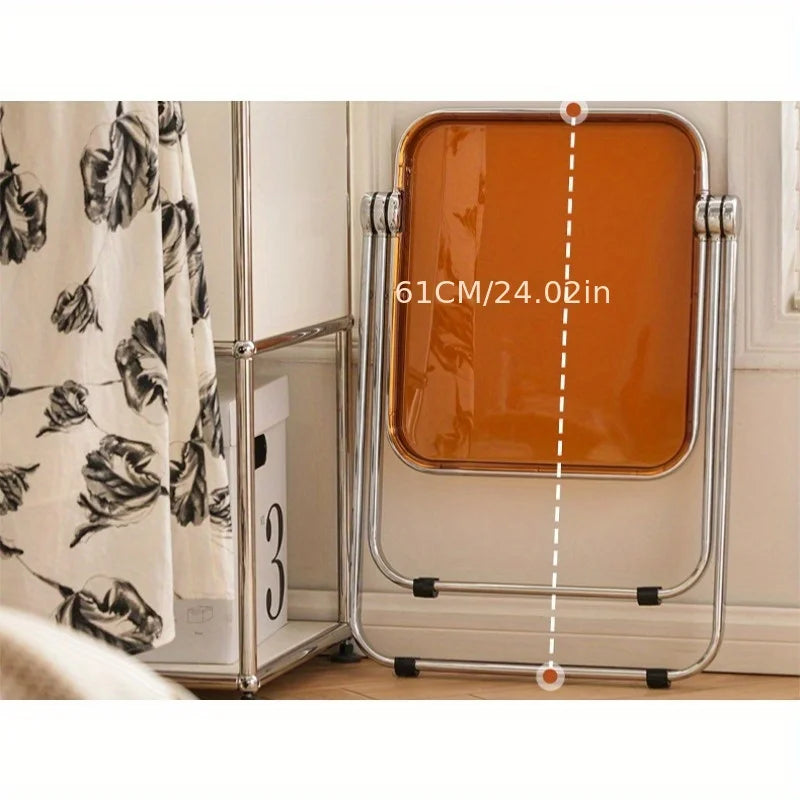 Transparent Folding Sofa side table Modern Coffee Table with Metal Frame, Ideal for Living Room Bedroom Compact Storage